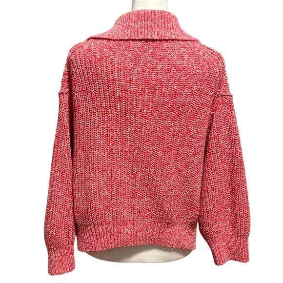 Free People Size S Love This City Collared Cotton Pink Melange Sweater - Picture 3 of 5